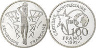 France 100 Francs Centenaire du Basket-Ball, Paris, Proof, Silver -