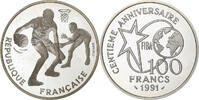 France 100 Francs Centenaire du Basket-Ball, Paris, Proof, Silver -
