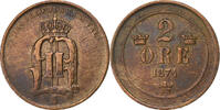 Sweden 2 Öre Oscar II, Bronze, KM:735 -