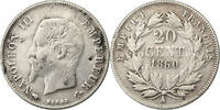 France 20 Centimes Napoleon III, Paris, Silver, Gadoury:305 -