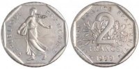 France 2 Francs Coin, Semeuse, Nickel, Gadoury:547 -