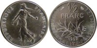 France 1/2 Franc Coin, Semeuse, Nickel, Gadoury:429 -