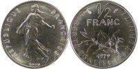 France 1/2 Franc Coin, Semeuse, Nickel, Gadoury:429 -