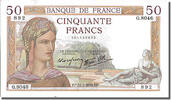 France 50 Francs Banknote, 50 F 1934-1940 ''Cérès'', 1938-03-31 -