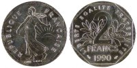 France 2 Francs Coin, Semeuse, Nickel, Gadoury:547 -