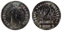 France 2 Francs Coin, Semeuse, Nickel, Gadoury:547 -