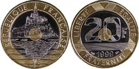 France 20 Francs 1999 Coin, Mont Saint Michel, Tri-Metallic MS(65-70)