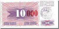 Bosnia - Herzegovina 10,000 Dinara Banknote, 1993-12-24 -