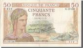 France 50 Francs Banknote, 50 F 1934-1940 ''Cérès'', 1940-02-08 -