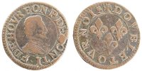 FRENCH STATES 2 Deniers, Tournois Coin, CHATEAU-RENAUD, Copper -