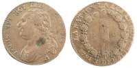France 12 Deniers Coin, 12 deniers françois, Paris, Bronze -