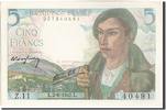 France 5 Francs Banknote, 5 F 1943-1947 ''Berger'', 1943-06-02 -