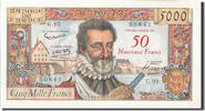 France 50 Nouveaux Francs on 5000 Francs Banknote, 5 000 F 1957-1958 ''Henri -