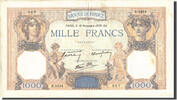 France 1000 Francs Banknote, 1 000 F 1927-1940 ''Cérès et Mercure'' -