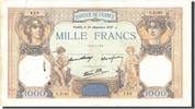 France 1000 Francs Banknote, 1 000 F 1927-1940 ''Cérès et Mercure'' -