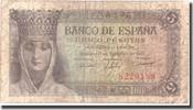 Spain 5 Pesetas Banknote, 1943-02-13, KM:127a -