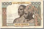 West African States 1000 Francs Banknote, Undated (1960), KM:703Kg -