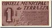 Spain 1 Peseta Banknote, Terrassa, N.D, 1937 -