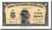 French West Africa 5 Francs Banknote, 1942-12-14, KM:28b -