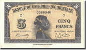 French West Africa 5 Francs Banknote, 1942-12-14, KM:28b -