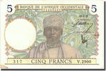 French West Africa 5 Francs Banknote, 1937-03-15, KM:21 -