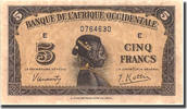 French West Africa 5 Francs Banknote, 1942-12-14, KM:28b -