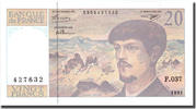 France 20 Francs Debussy, 1992, Fayette:66bis.3, KM:151f -