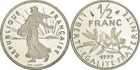 France 1/2 Franc Coin, Semeuse, Paris, Proof / BE, Nickel -