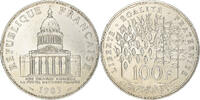 France 100 Francs Coin, Panthéon, Paris, Silver, KM:951.1 -