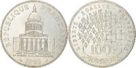 France 100 Francs Coin, Panthéon, Paris, Silver, KM:951.1 -