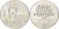 France 100 Francs Coin, Statue de la Liberté, Paris, Silver -