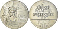 France 100 Francs Coin, Statue de la Liberté, Silver -