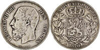 Belgium 5 Francs, 5 Frank Coin, Leopold II, Brussels, Silver -