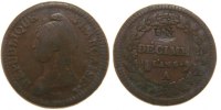 France 1 Décime Dupré, Paris, Modification of 2 décimes, Copper -
