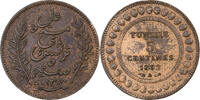 Tunisia 5 Centimes Ali Bey, Paris, Bronze, KM:221 -