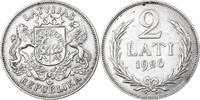 Latvia 2 Lati Silver, KM:8 -