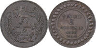 Tunisia 5 Centimes Muhammad al-Nasir Bey, Paris, Bronze -