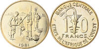 West African States 10 Francs Paris, Brass, KM:E12 -