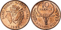 Madagascar 10 Francs, 2 Ariary Copper Plated Steel, KM:22 -