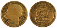 France 50 Centimes Coin, Morlon, Aluminum, Gadoury:423b -