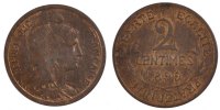 France 2 Centimes Coin, Dupuis, Bronze, Gadoury:107 -
