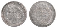 France 20 Centimes Coin, Cérès, Paris, Silver, Gadoury:303 -