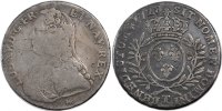 France 1/2 ECU, 44 Sols Coin, Louis XV, 1/2 Écu aux branches d'olivier -