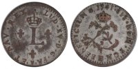 France 2 Sols Coin, Louis XV, Double sol (2 sous) en billon, Strasbourg -
