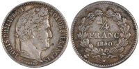 France 1/4 Franc Coin, Louis-Philippe, Paris, Silver -