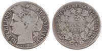 France 2 Francs Coin, Cérès, Bordeaux, Silver, Gadoury:530 -