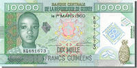 10,000 Francs 2010 Guinea Geldschein, 2010-03-01, UNZ UNZ