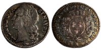 France 12 Sols, 1/10 ECU Coin, Louis XV, 1/10 Écu au bandeau, Paris -