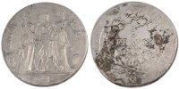 France 5 Francs Coin, Union et Force, Perpignan, Silver -