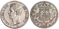 France 5 Francs Coin, Charles X, Paris, Silver, Gadoury:643 -